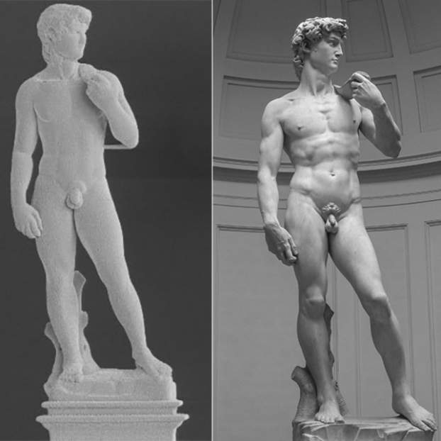 Dávid szobor és kicsi mása