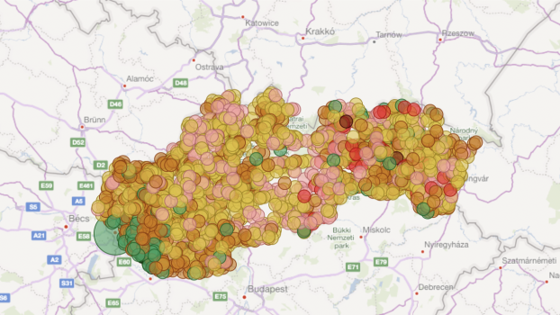 védőoltás koronavírus Szlovákia térkép