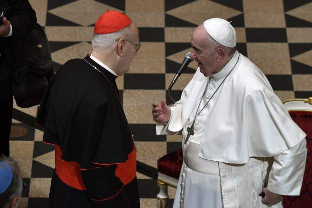 Erdő Péter és Ferenc pápa  Szépművészeti Múzeumban tartott találkozón