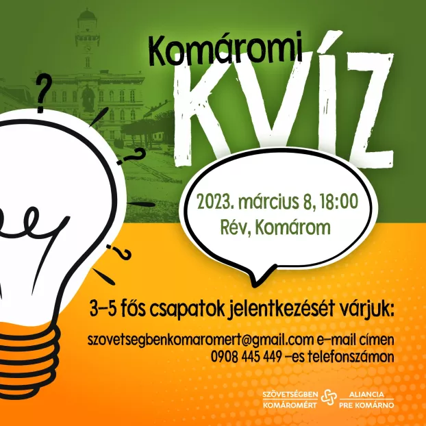 Pár csapat még jelentkezhet a közösségkovácsoló Komáromi Kvízre