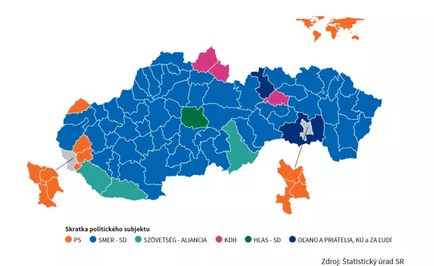 Választási eredmények, Pozsony megye