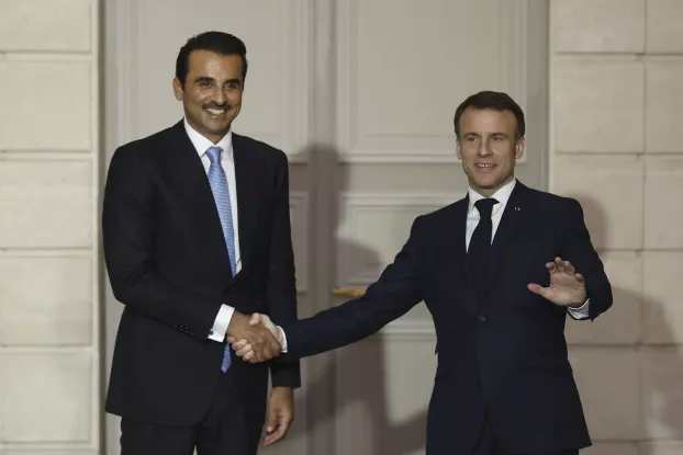 Tamim bin Hamad asz-Száni  és Macron