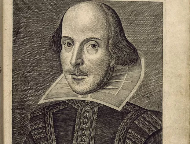 Shakespeare kötet az író képmásával.
