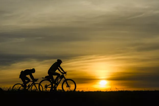 bicikli, kerékpár, naplemente