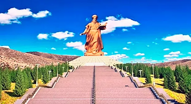 Mahtumkuli Fragi költő-filozófus szobra - Türkmenisztán