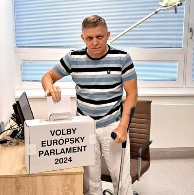 Robert Fico voksol a 2024-es EP választásokon.