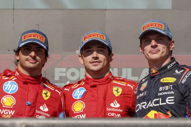 Charles Leclerc (k), Carlos Sainz (b) és Max Verstappen