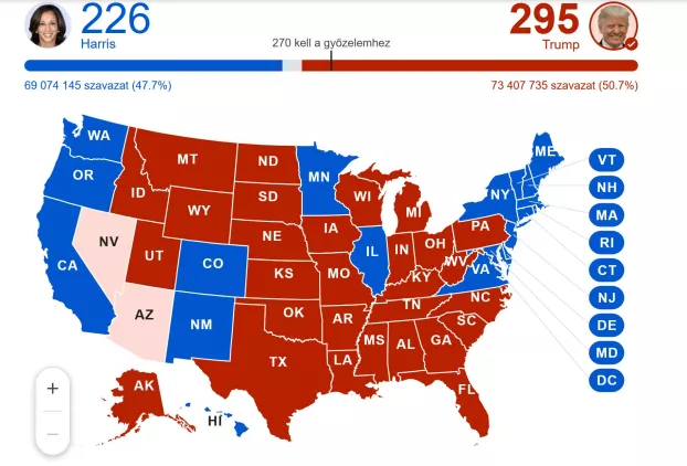 A 2024-es amerikai elnökválasztás eredményei.