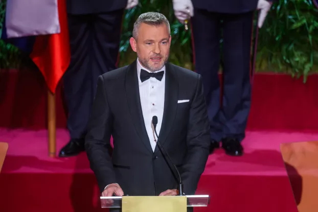 Peter Pellegrini, köztársasági elnök állami kitüntetések átadóján 2025 januárjában.