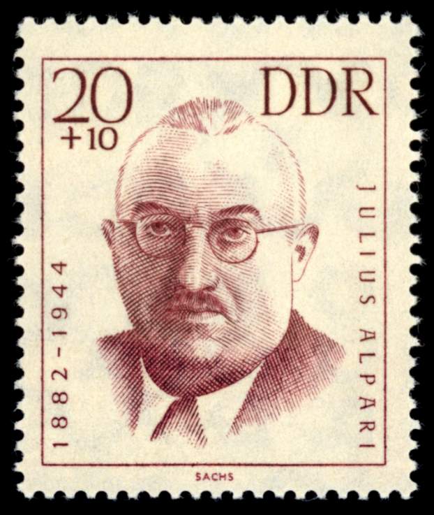 Alpári Gyula egy NDK-bélyegen