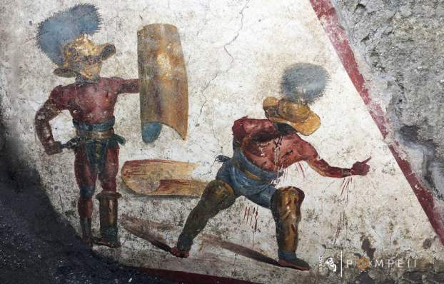 Pompeii gladiátorok freskó