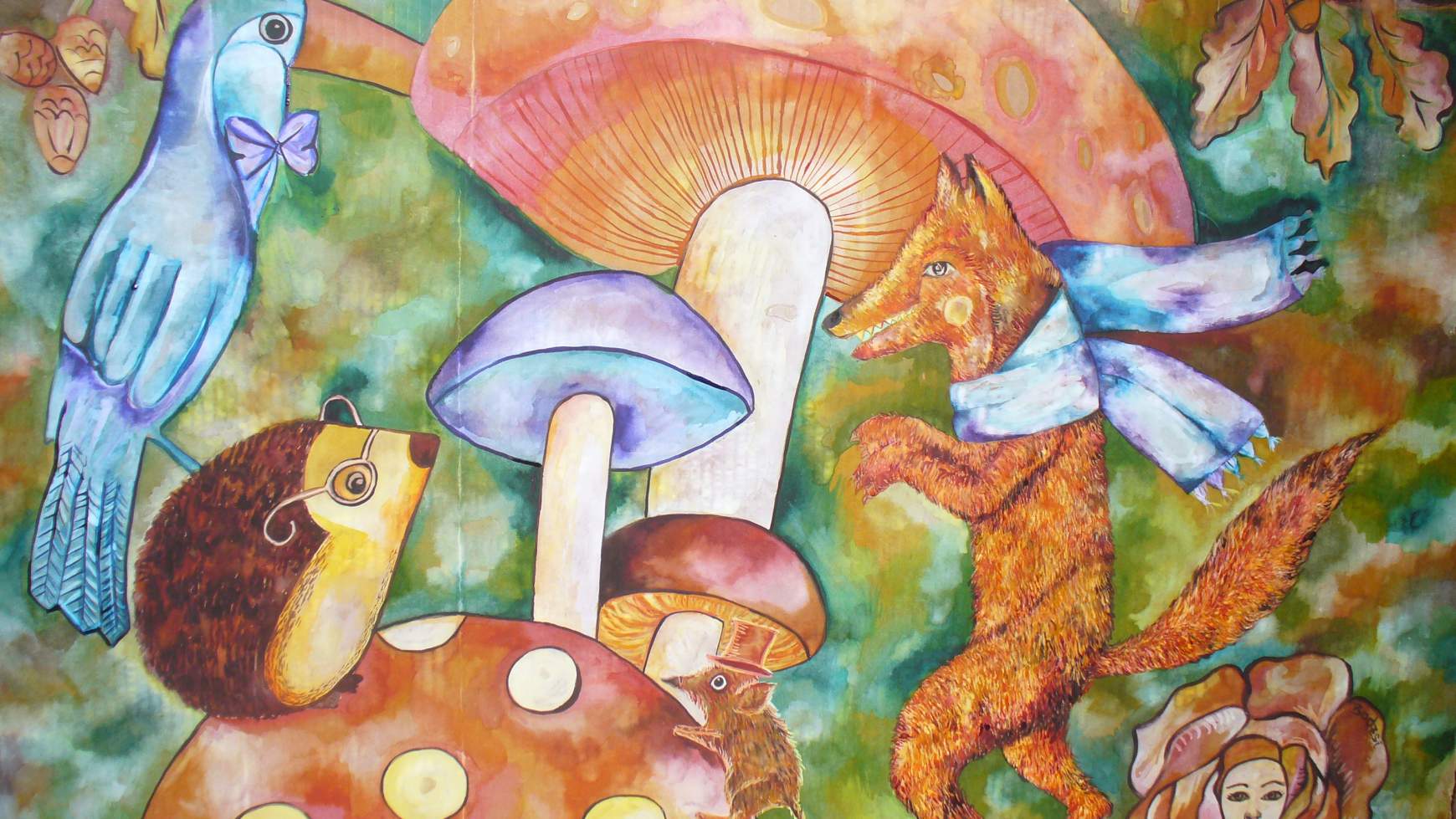 "Bodzsi" gyermekkönyv-illusztrációnak való  Mesebeli erdő című műve