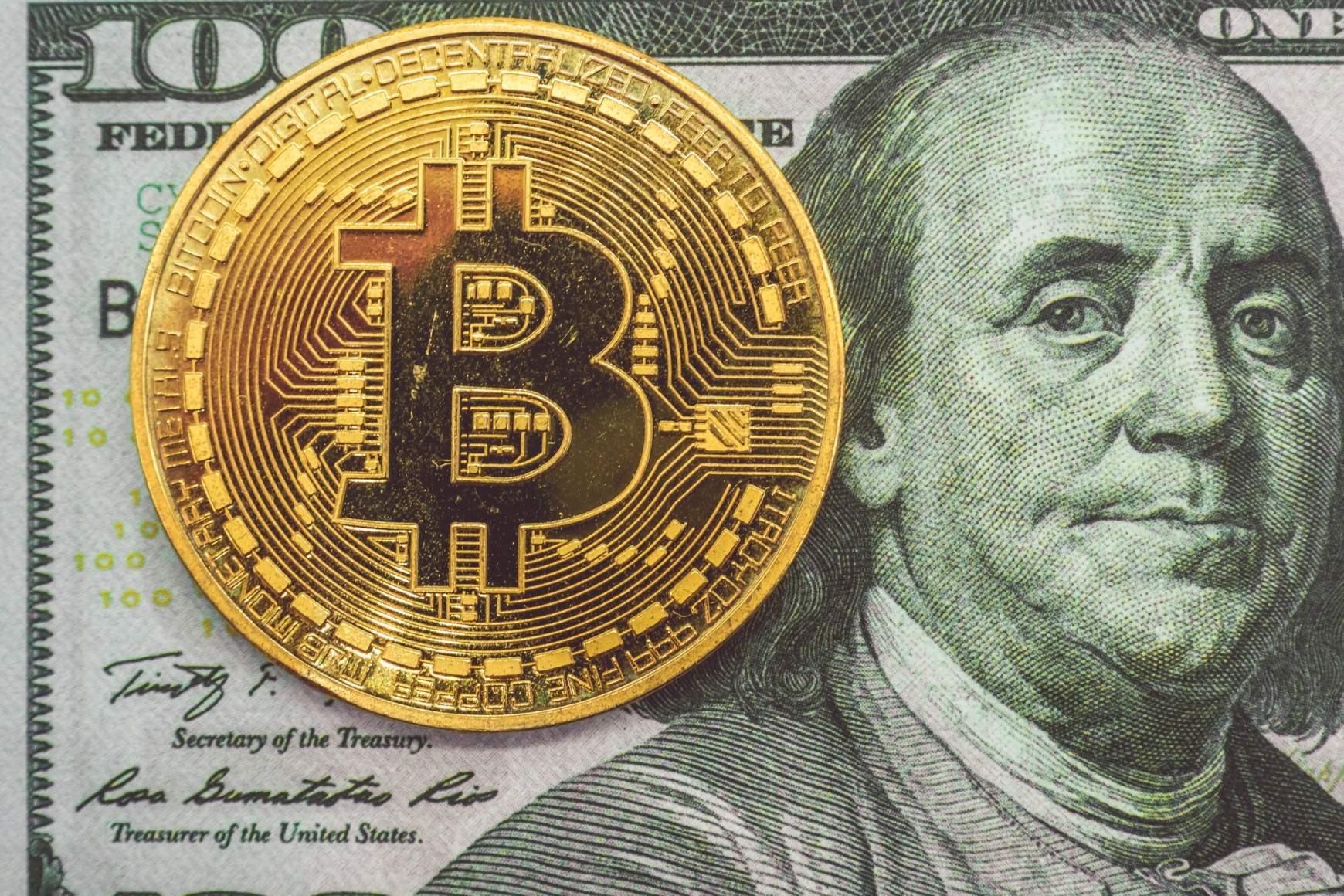 dollár, bitcoin