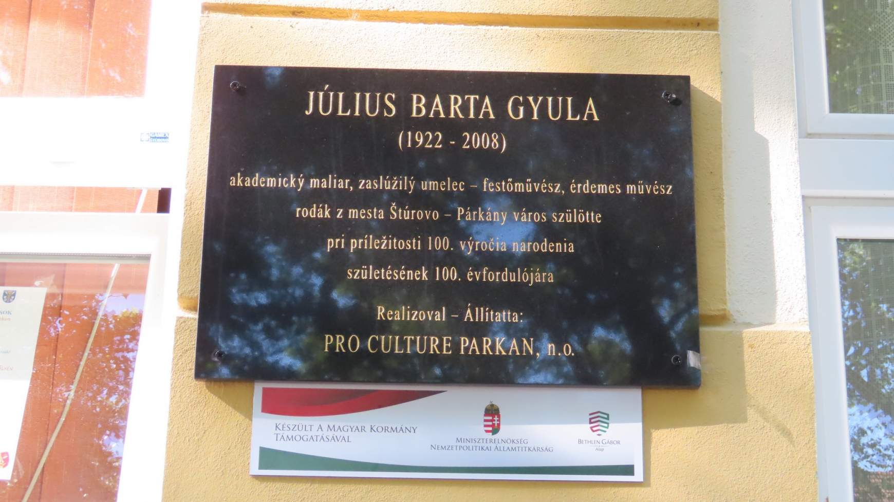 Barta Gyula emléktábla