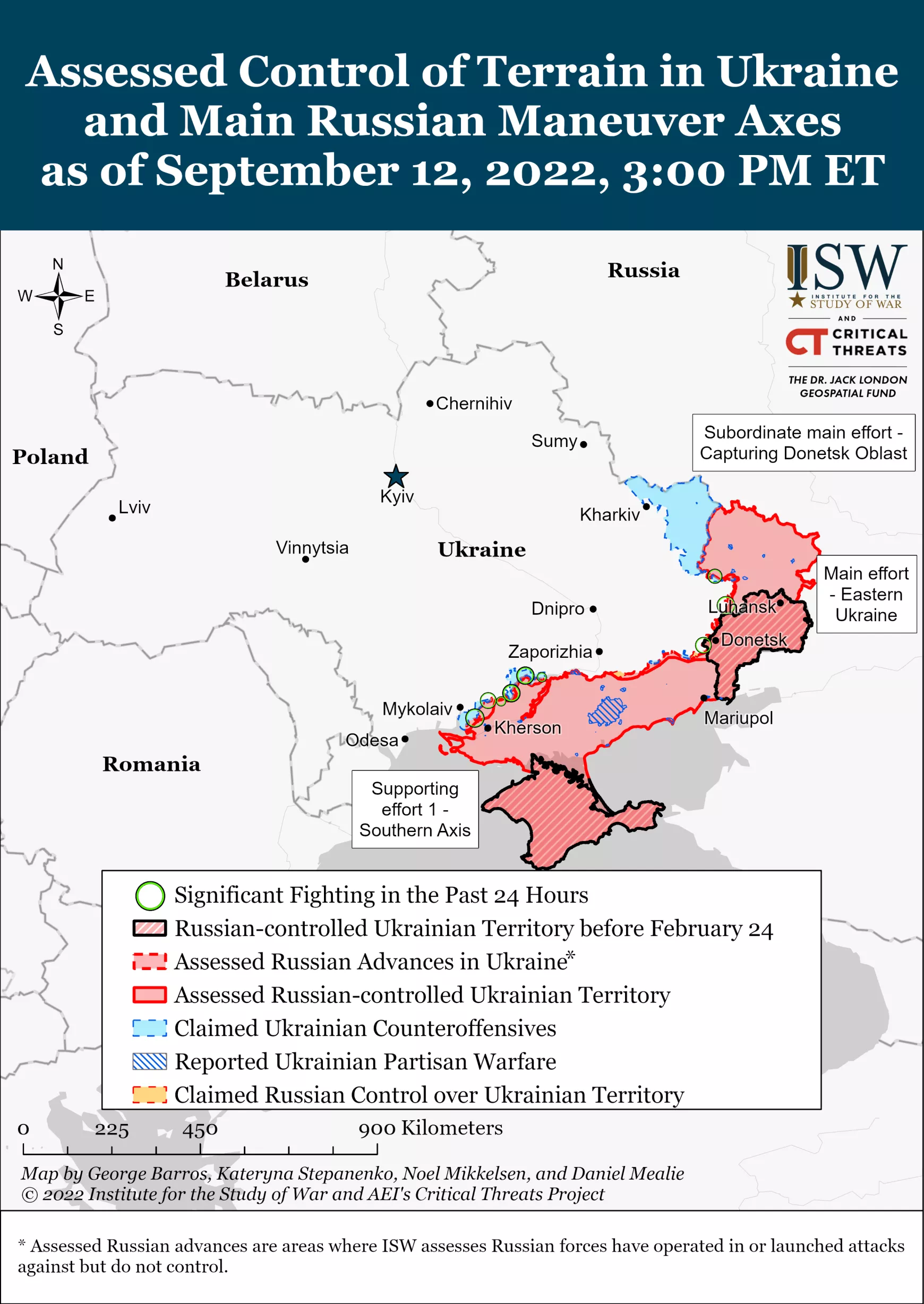 Az ukrán ellentámadás az amerikai Institute for the Study of War térképén