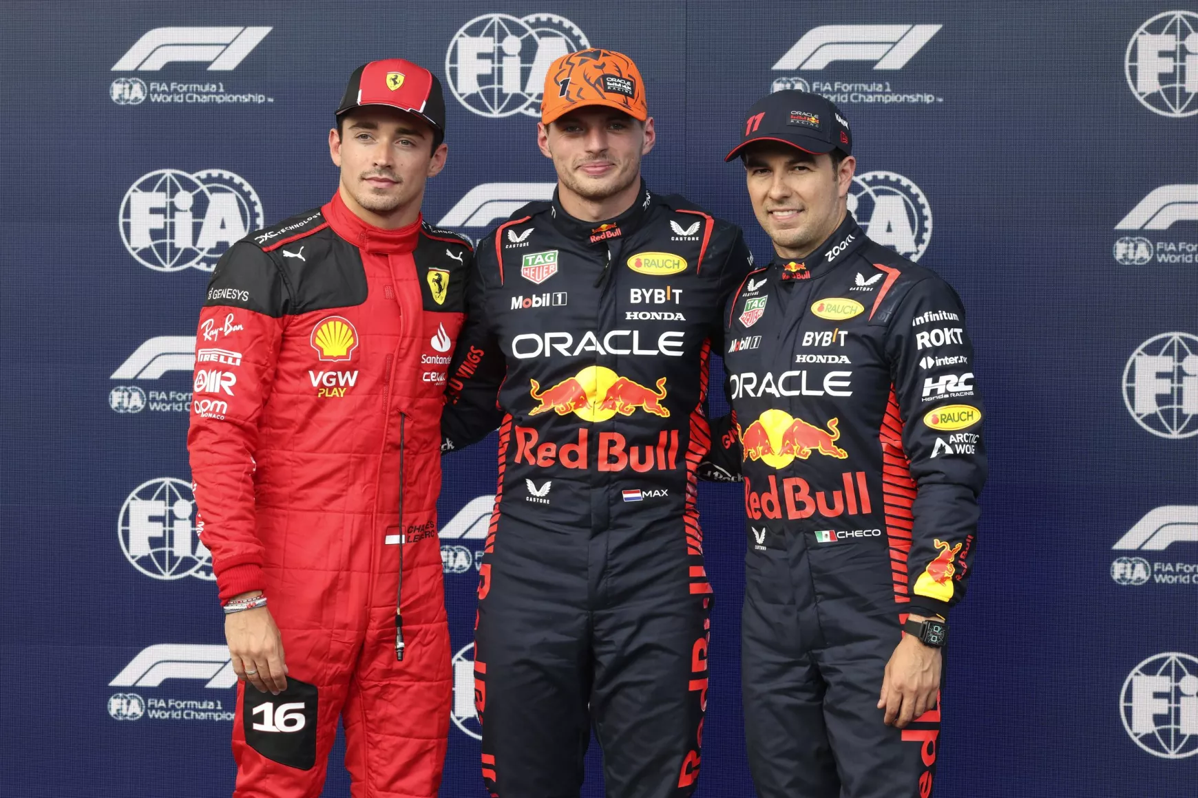 Max Verstappen  Charles Leclerc  Sergio Perez Belga Nagydíj 2023