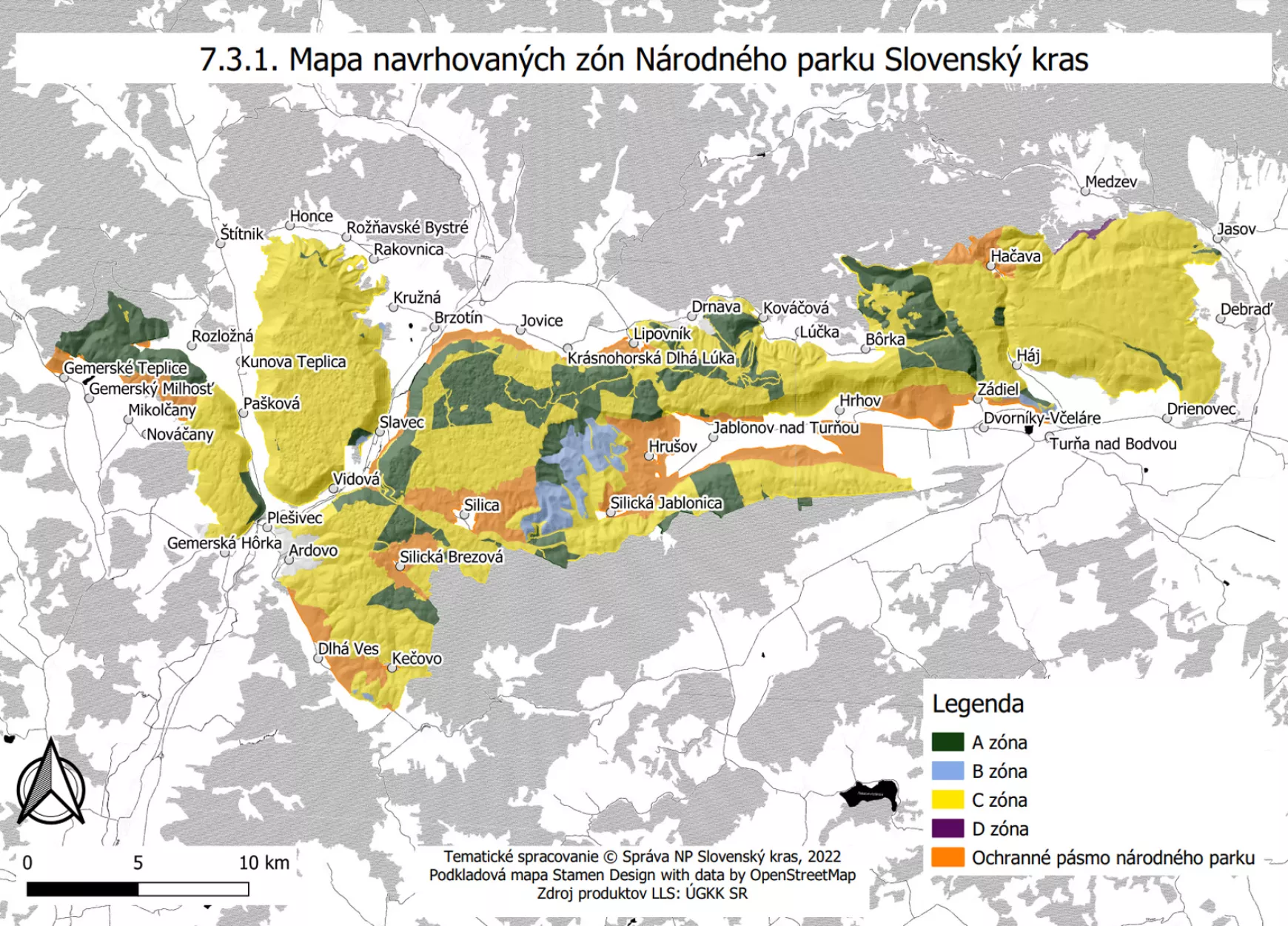 A Szlovák-karszt Nemzeti Park javasolt zonációja