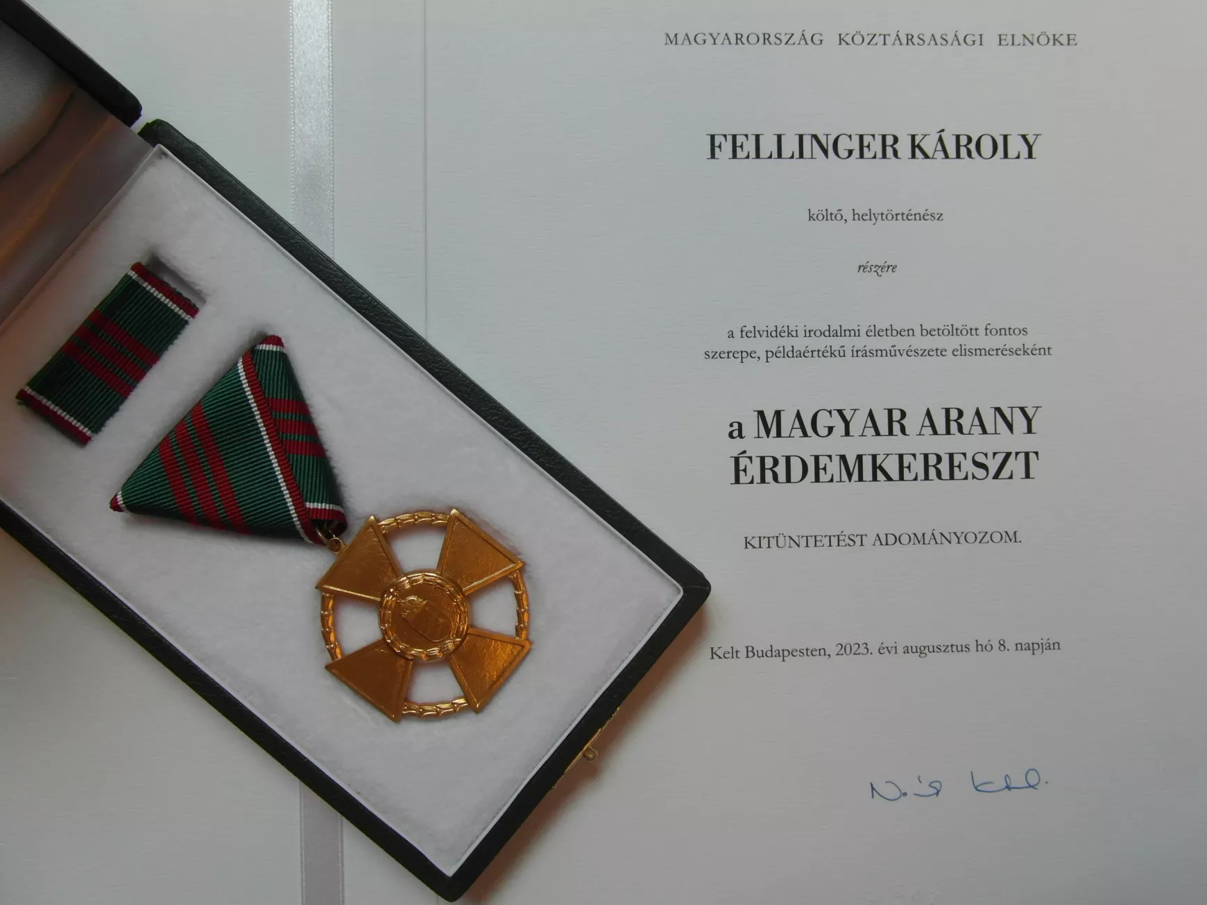magyar állami kitüntetések - 2023 augusztus