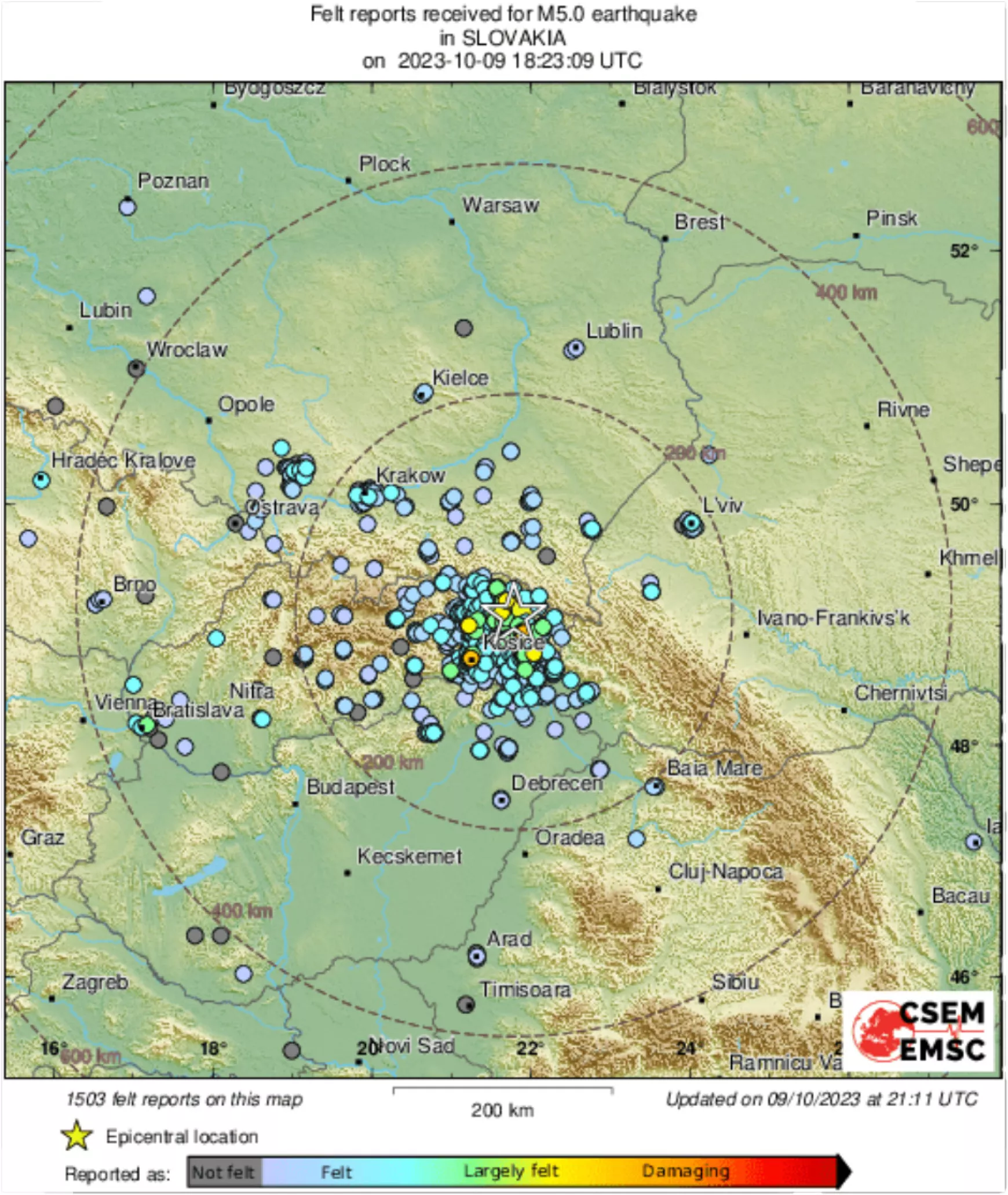 földrengés, Kelet-Szlovákia, 