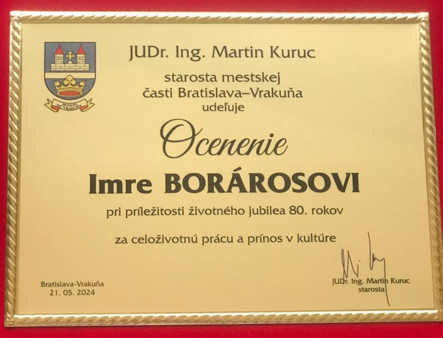 Boráros Imre, Vereknye