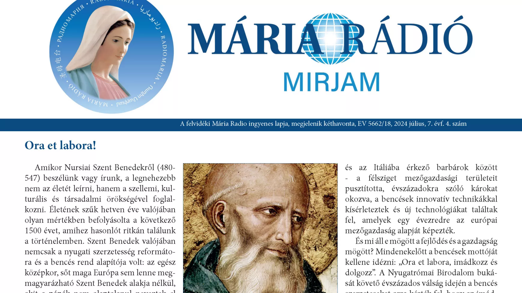 Mária Rádió Mirjam 2024. 07-08