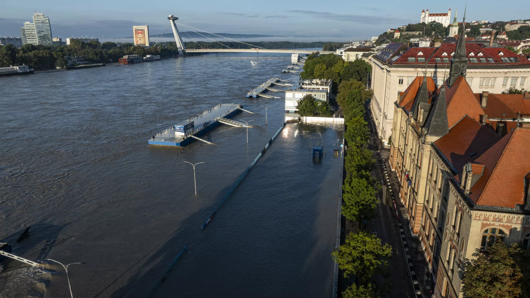 A megáradt Duna Pozsonynál - 2024 szeptemberében.