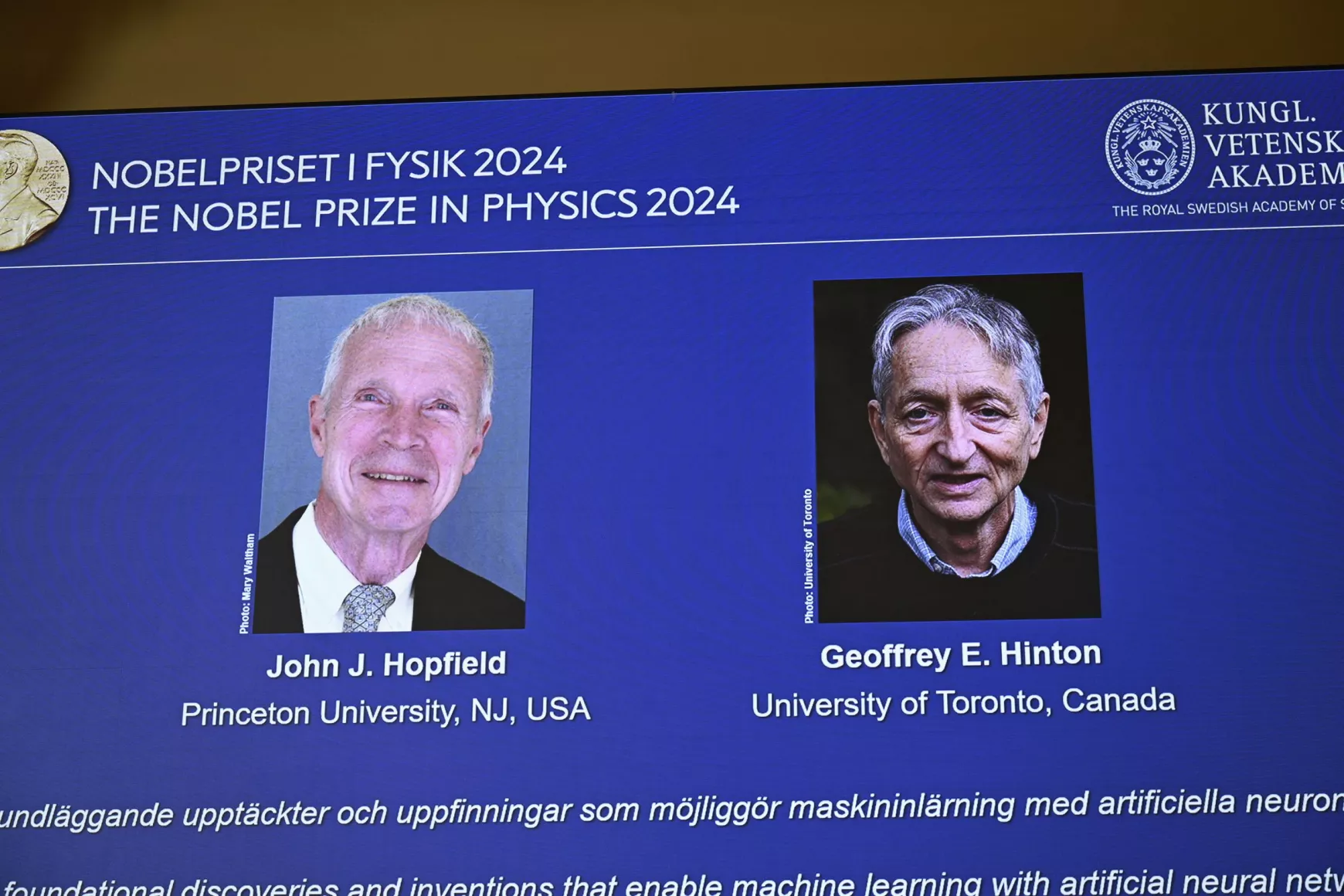John Hopfield Geoffrey Hinton fizikai Nobel-díj 2024
