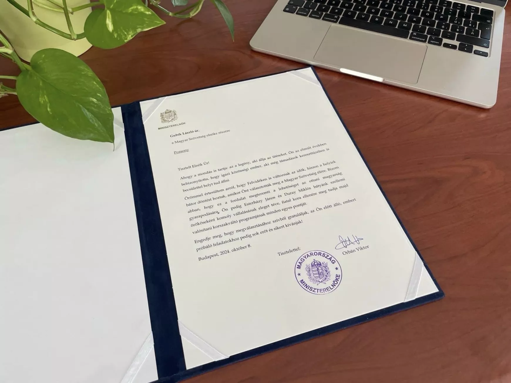 Orbán levele Gubíknak