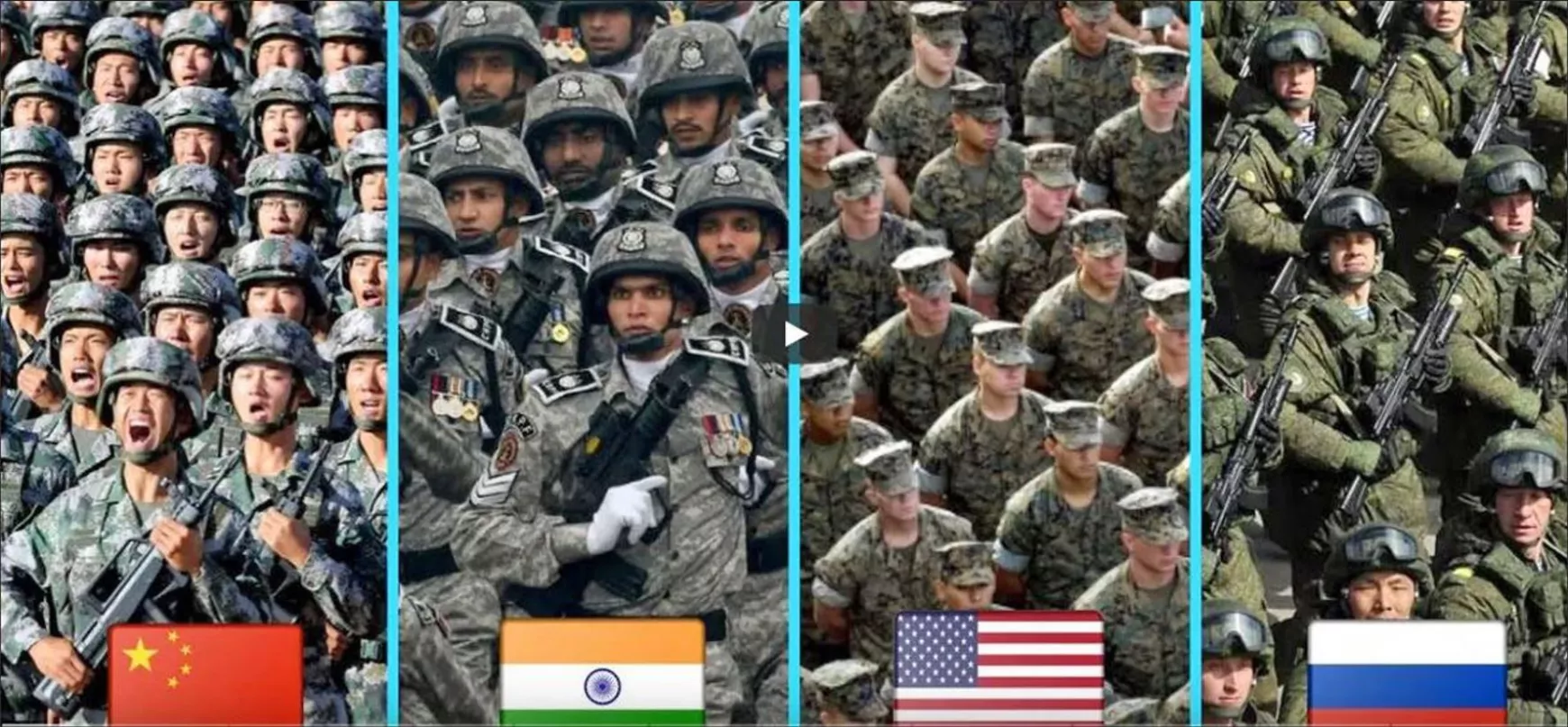 kínai-indiai-amerikai-orosz hadsereg illusztraciós kép
