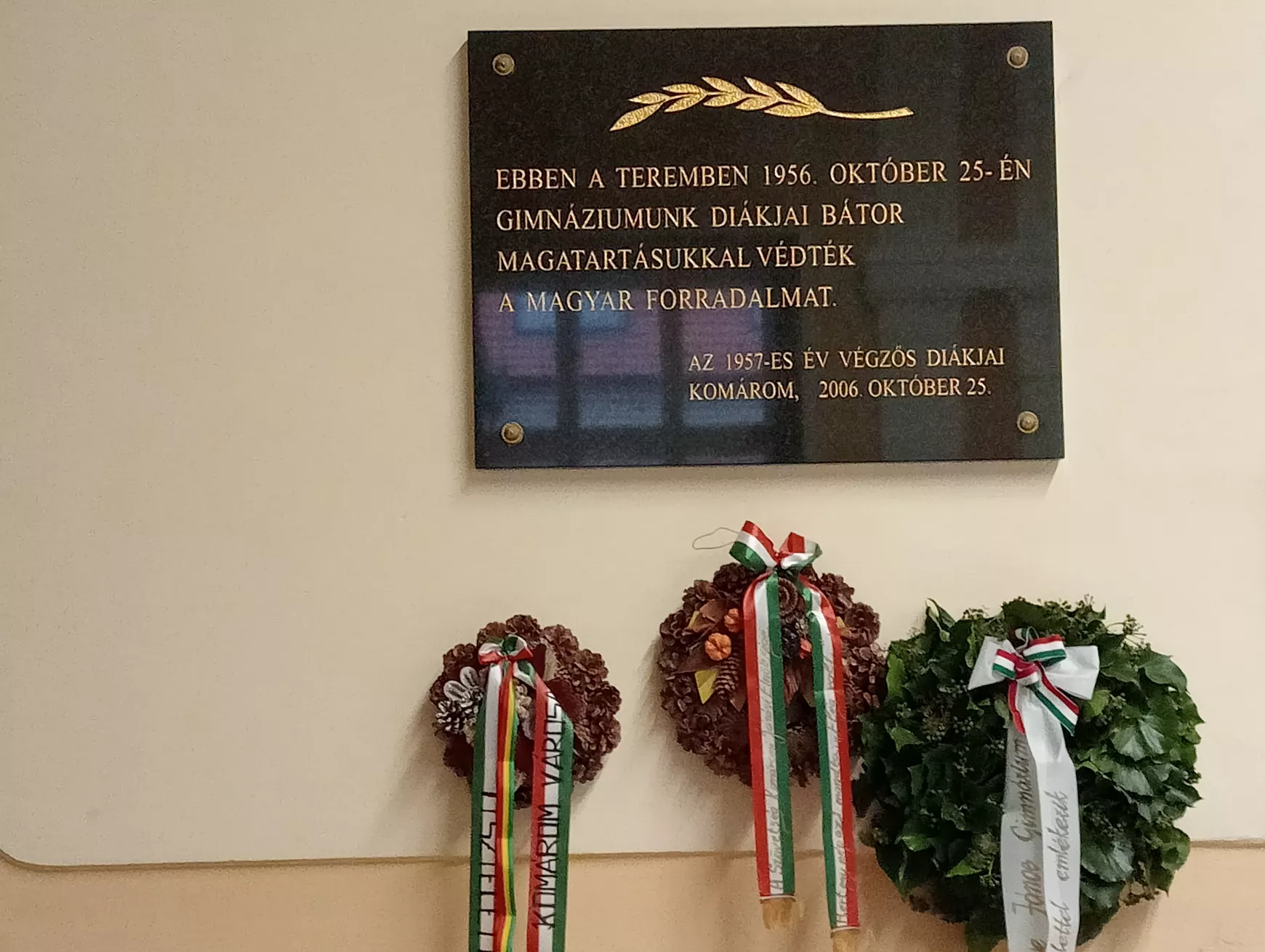 Az egykori komáromi diákok helytállása miatt 56-os zászlót kapott a Selye János Gimnázium - KÉPEKKEL   