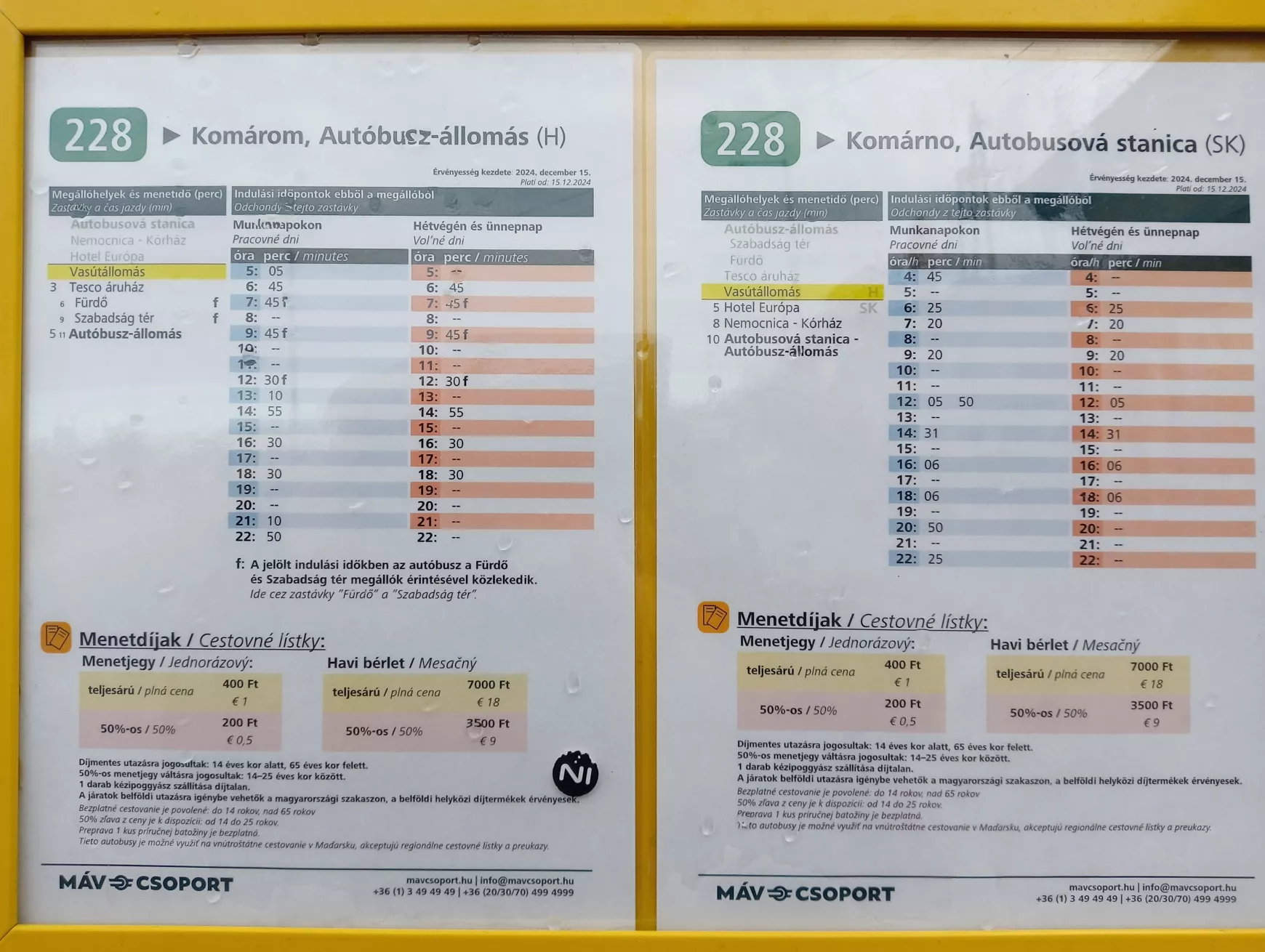 Díjemelkedés és változások az Észak- és Dél-Komárom közti buszjárat terén  – A TELJES ÚJ MENETRENDDEL
