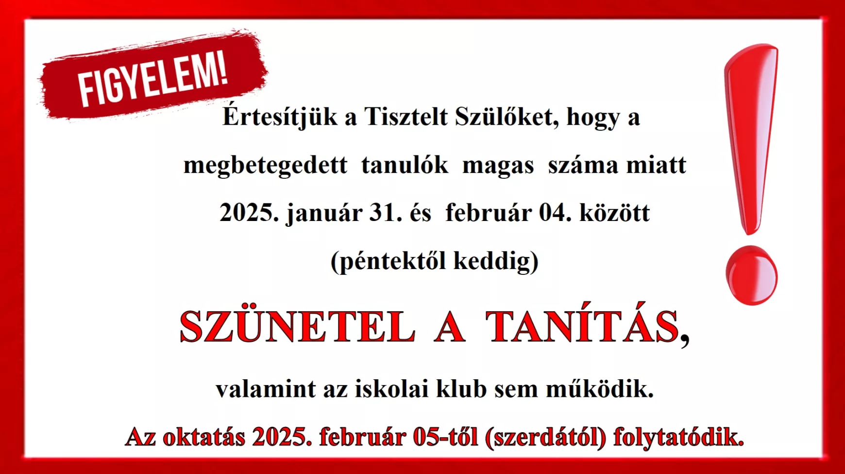Az egyre több beteg gyerek miatt iskolákat és óvodákat zártak be Komáromban