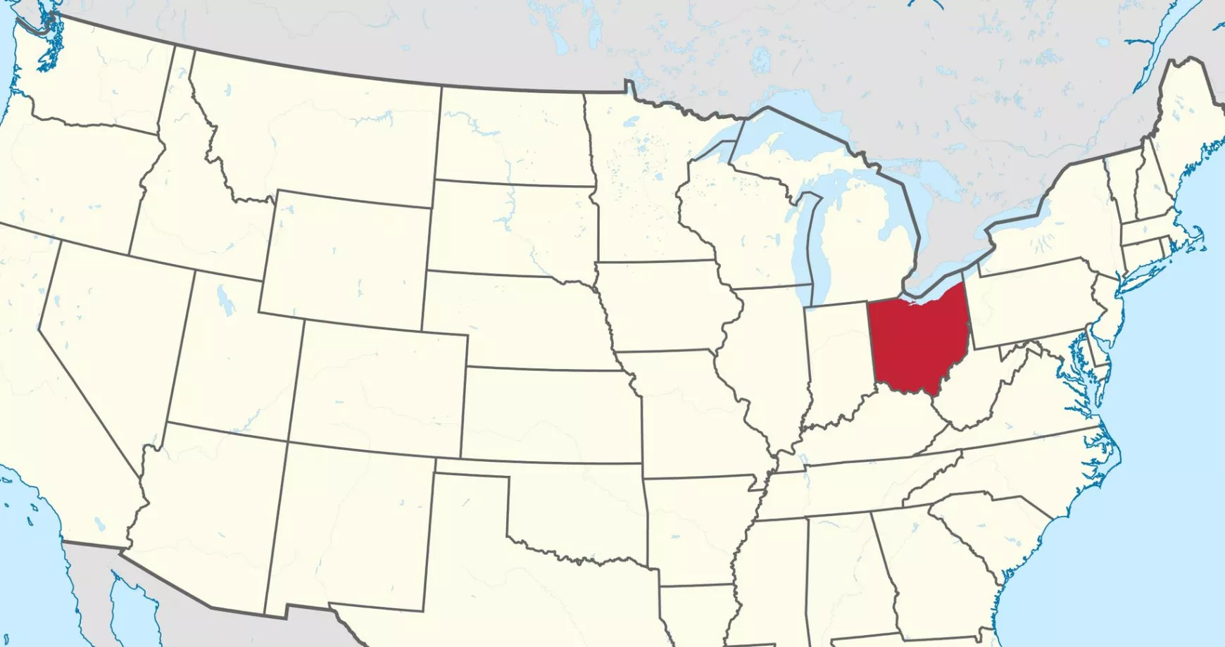 Ohio állam, az Amerikai Egyesült Államok térképén - wikipedia