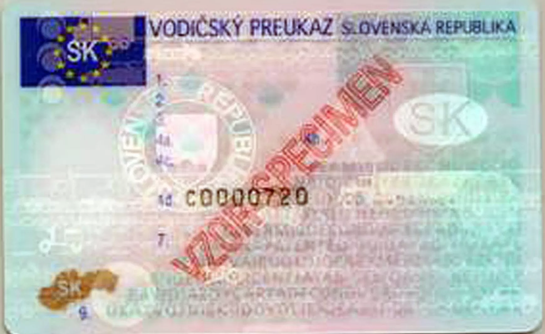 szlovákiai jogosítvány - minta