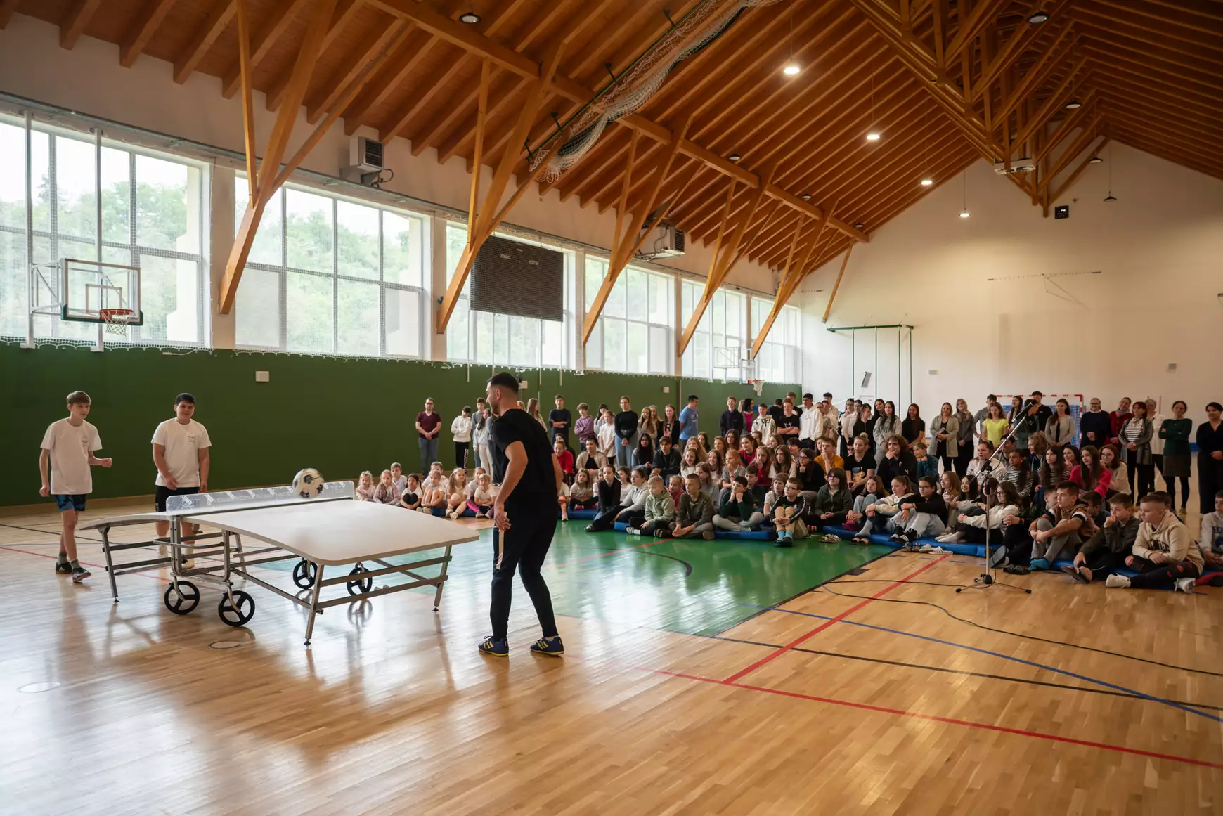 2025-05-06 teqball, teqball-asztal, magyar sport napja, Szepsi, Boldog Salkaházi Sára Egyházi Iskolaközpont