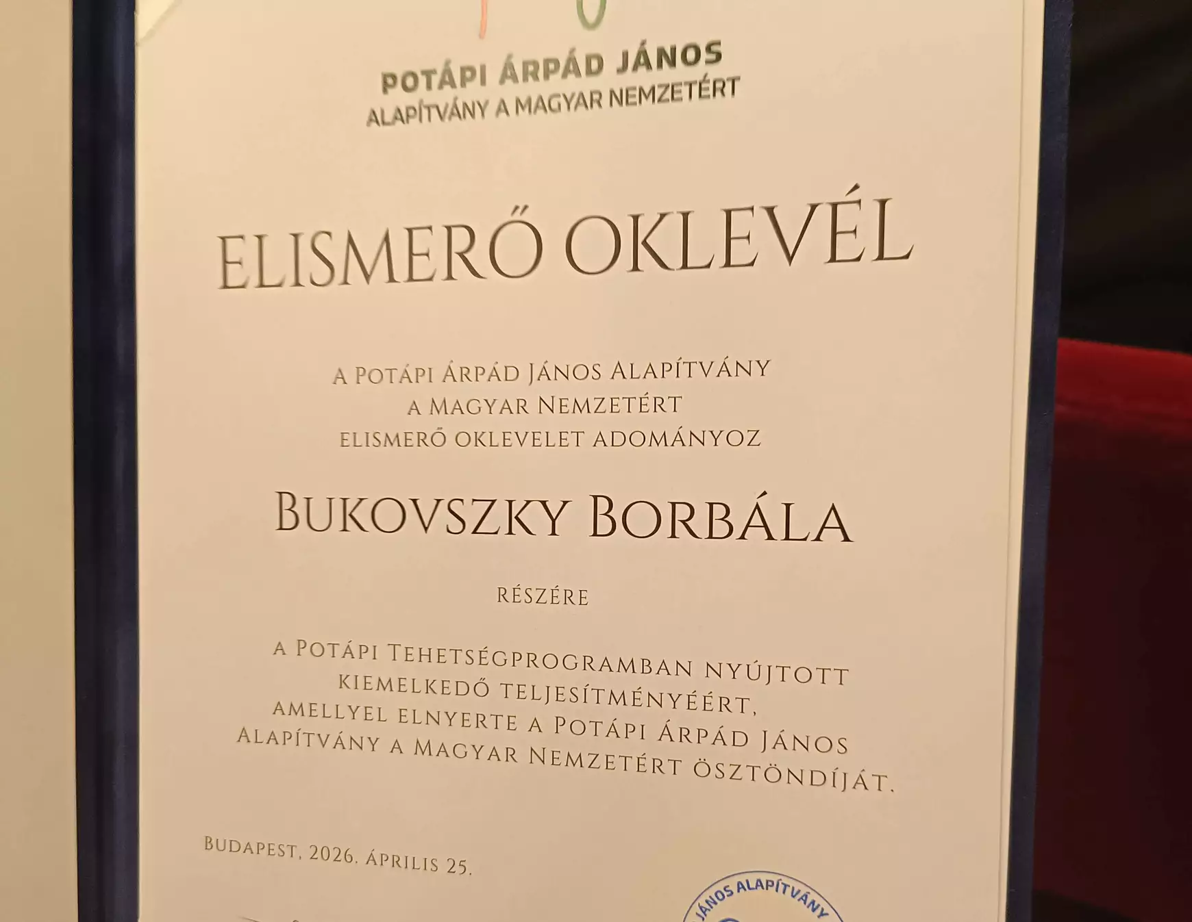 Bukovszky Borbála - oklevél