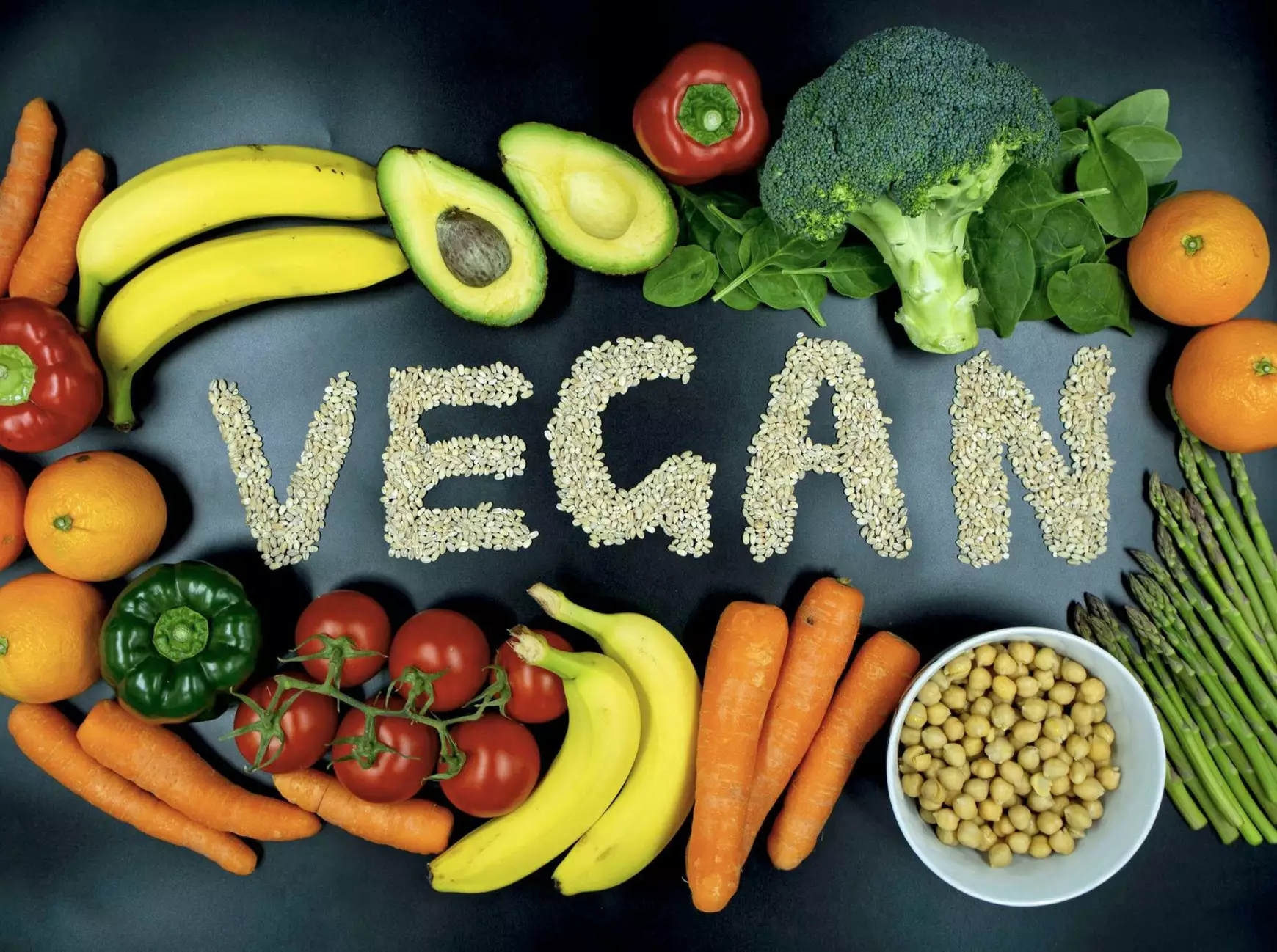 vegán étel - veganizmus - gyümölcsök és zöldségek - illusztráció - wikimedia