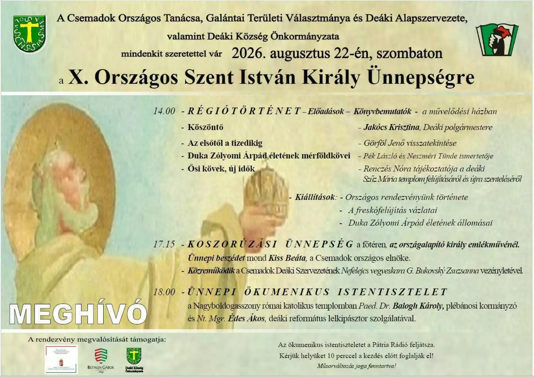 Szent István király ünnepség plakát