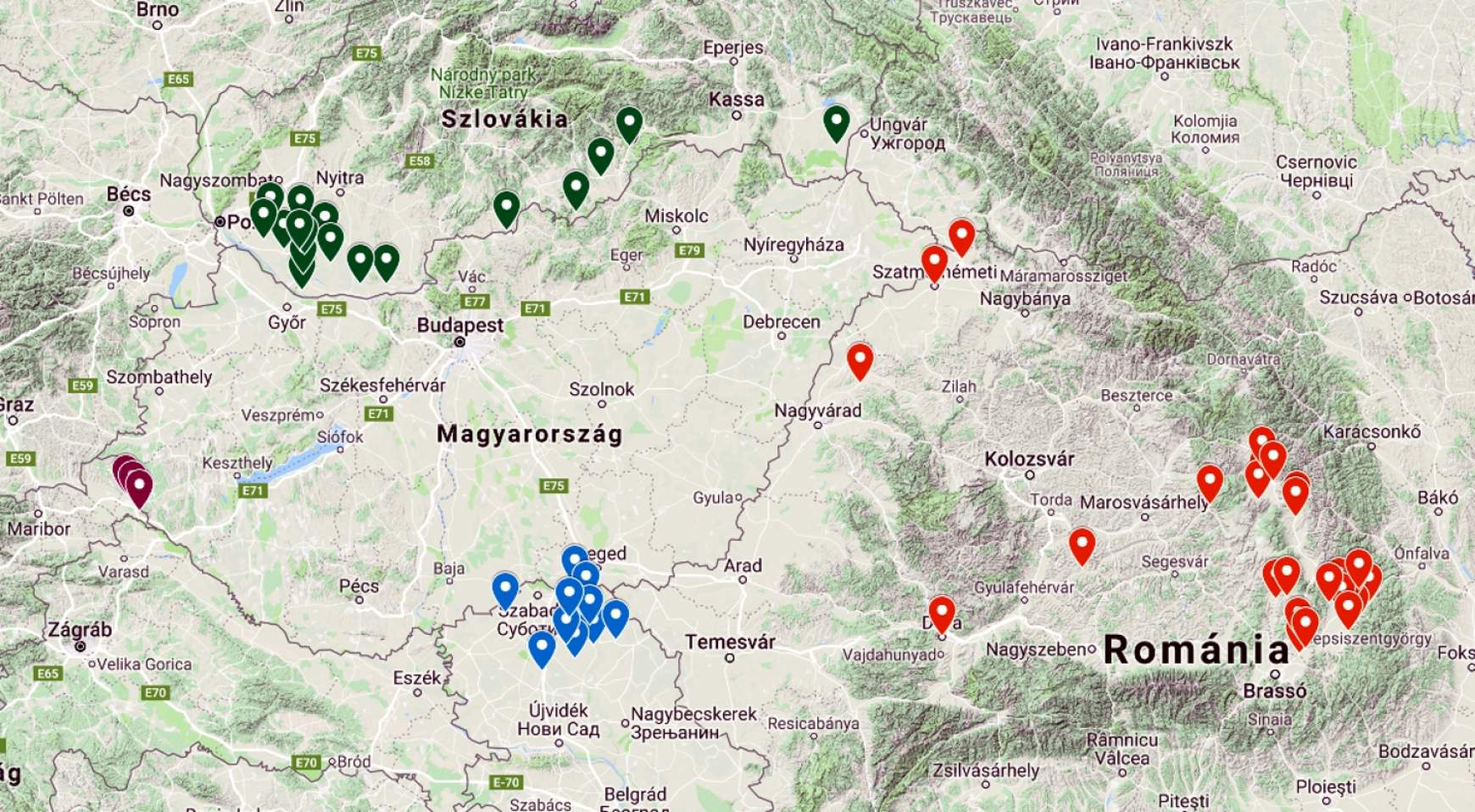 Több mint 70 csapat jelentkezett. A térkép a csapatok településeit mutatja.