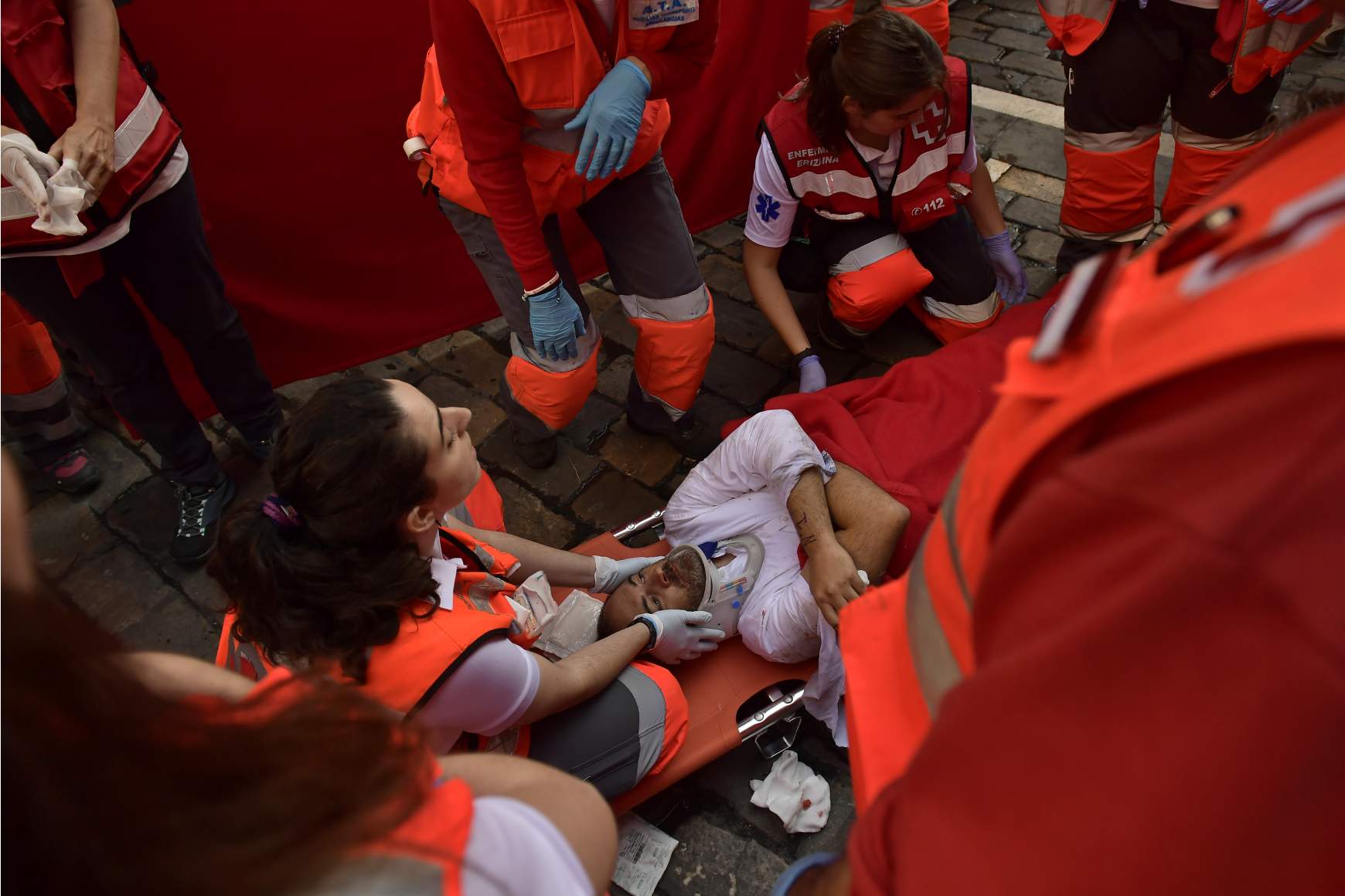 Pamplona - bikafuttatás - sérült Pamplona - bikafuttatás - sérült