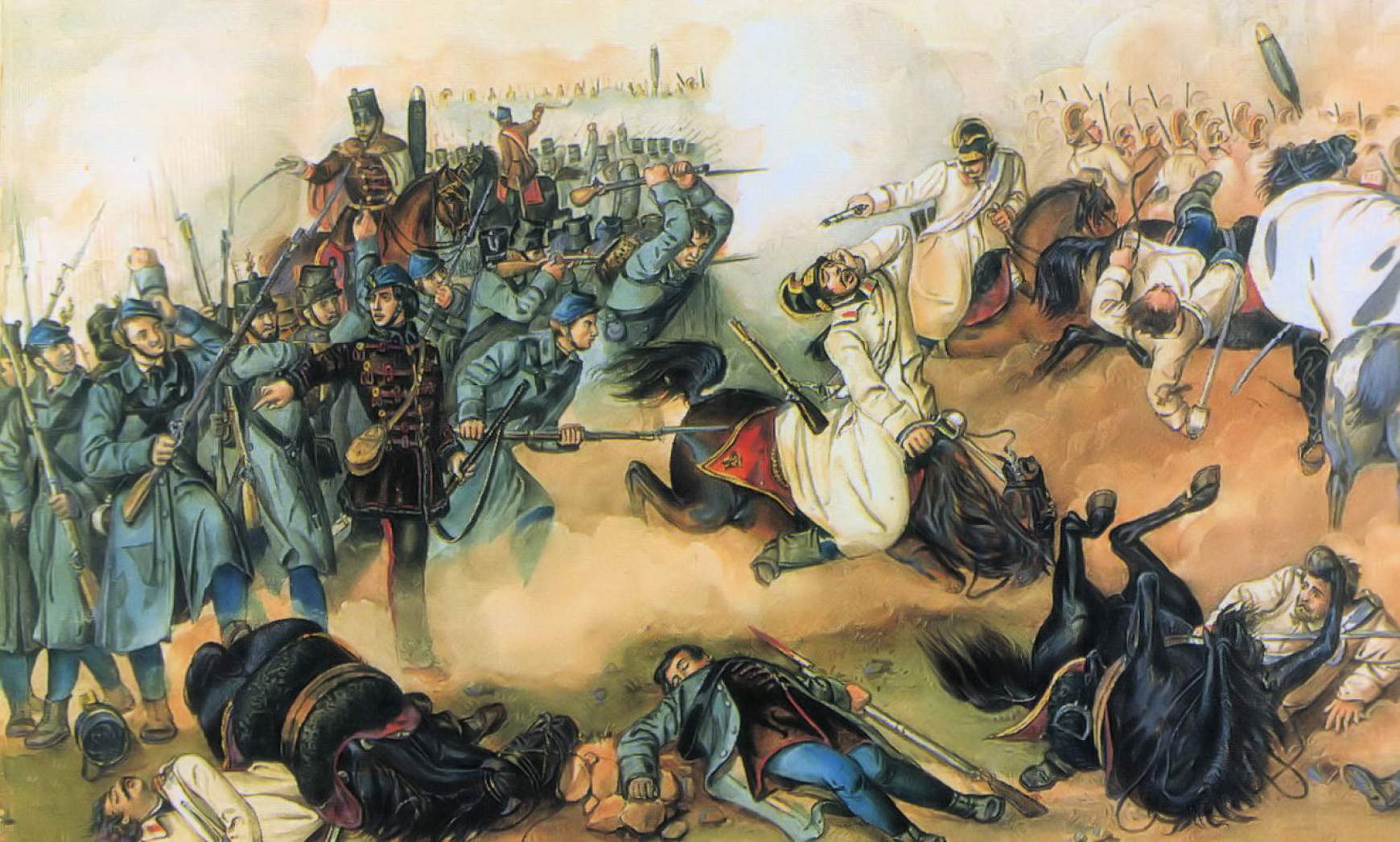 Az 1849. április 26-i első komáromi csata (Than Mór vízfestménye)