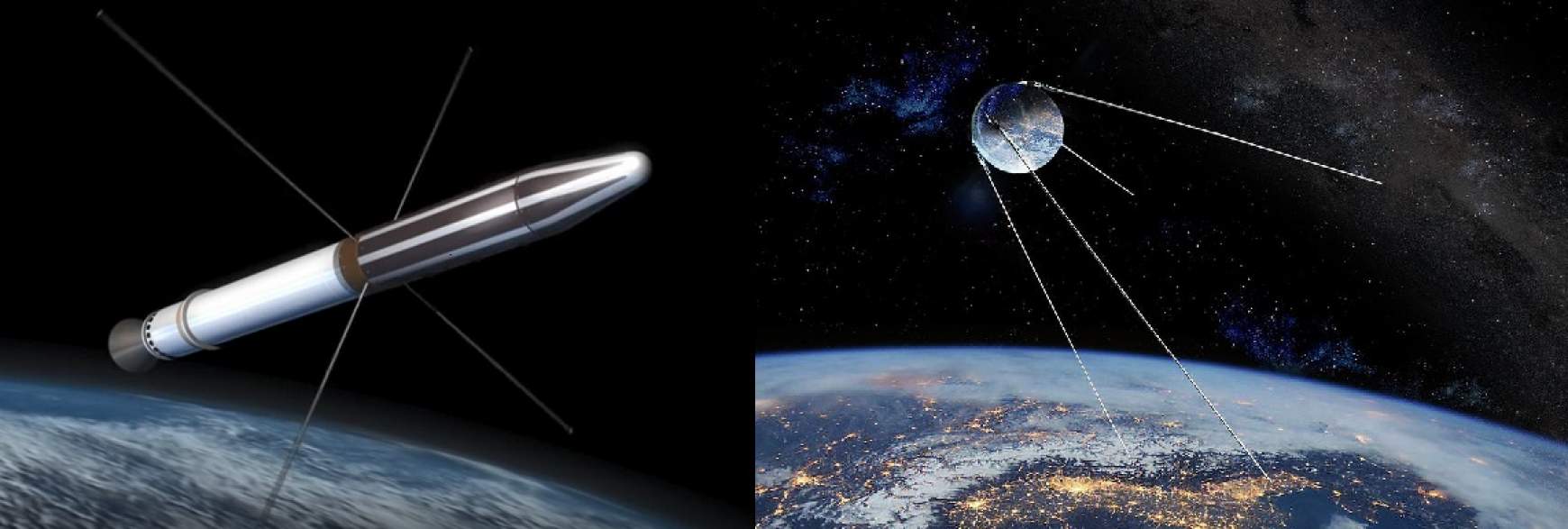 Űrkrumpli és űrgolyóstoll: jobb oldalon a Sputnik-1, balra az Explorer-1 műhold. (Fotó: solarsystem.nasa.gov)