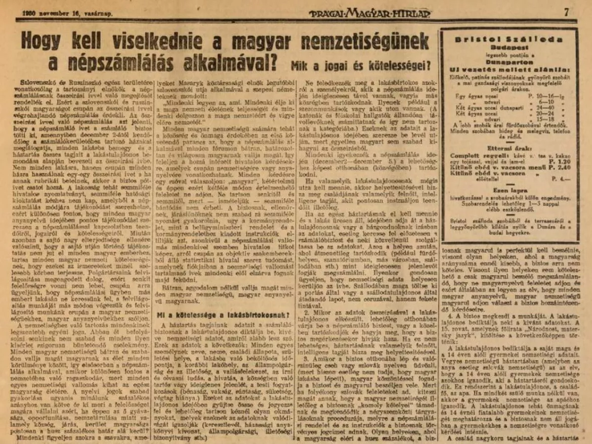 A Prágai Magyar Hírlap 1930. november 16-i száma 